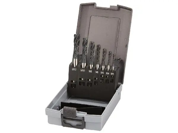 Machos roscar a maquina, juego HSSE vaporizada TiALN INOX 6HX M3-M12 FORTIS