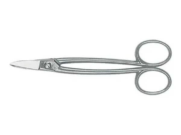 Tijeras chapa fina m. 180mm recto, niqu.Erdi  