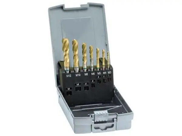 Machos roscar a maquina, juego DIN371/376 HSSE TiN forma C M3-M12 GÜHRING 