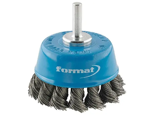 Cepillo de copa trenzado, 6 mm Alambre de acero inoxidable 65x0,50 mm