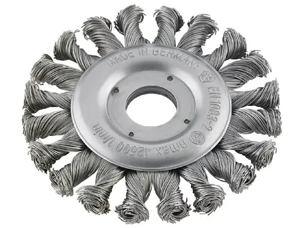 escobilla redonda alam. acero. dcha/izq 115x0,5 mm trenzado FORMAT