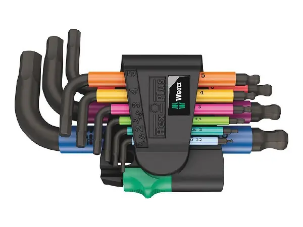 Juego llaves Allen en soporte de mano 9 piezas, 1,5-10mm cab. bola lacada Wera