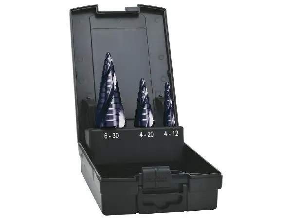 Jgo broca escal HSS TiAlN Ranura espiral cuádruple 4-30 mm EXACT 