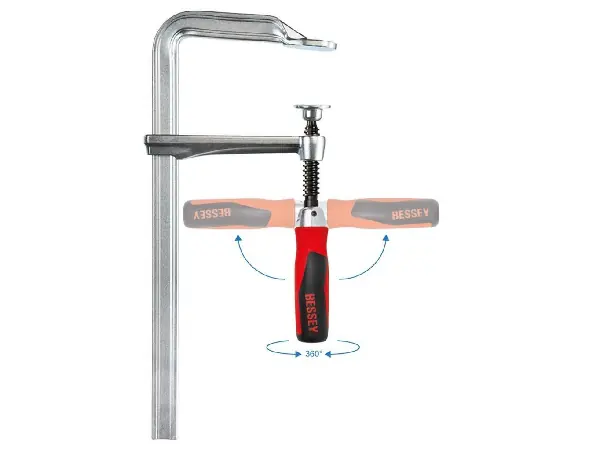 Sargento de acero integro con mango 2 componentes 600x120mm Mango plegable Bessey