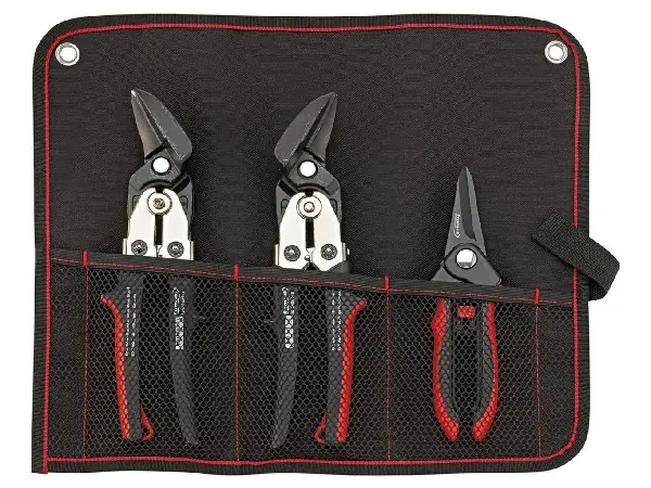 Tijeras para chapa 3 pzas en estuche enroll. FORMAT  