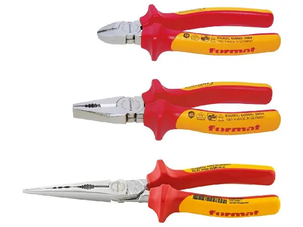 Jgo. alicates VDE con mango de 2 componentes 3 piezas cartón FORMAT
