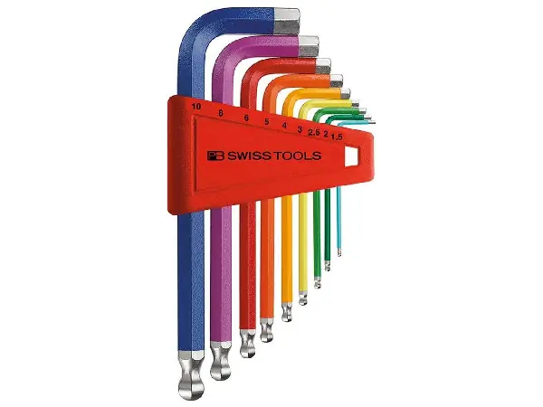 Juego llaves Allen en soporte plástico 9 piezas 1,5-10mm Rainbow Pta esfér PB Swiss Tools